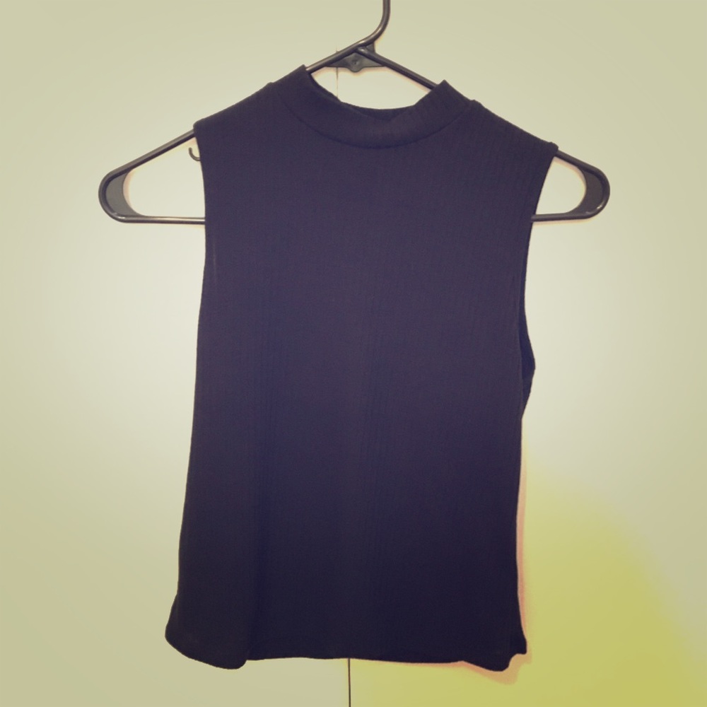 Sleeveless black blouse